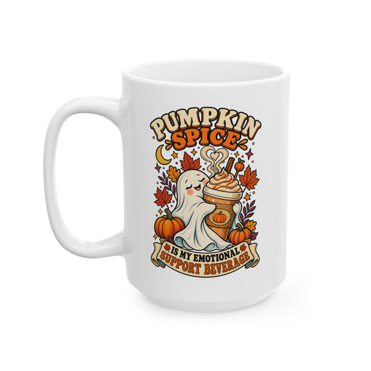 Pumpkin Spice Is My Emotional Support Beverage Mug (11oz, 15oz) - Cool Dog Teez LLC