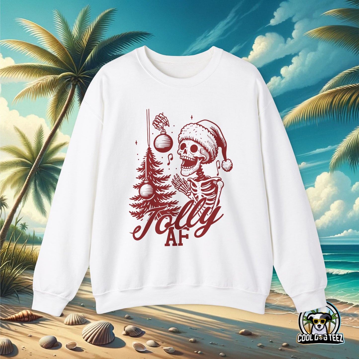 Jolly AF Crewneck Sweatshirt (Red) - Cool Dog Teez LLC