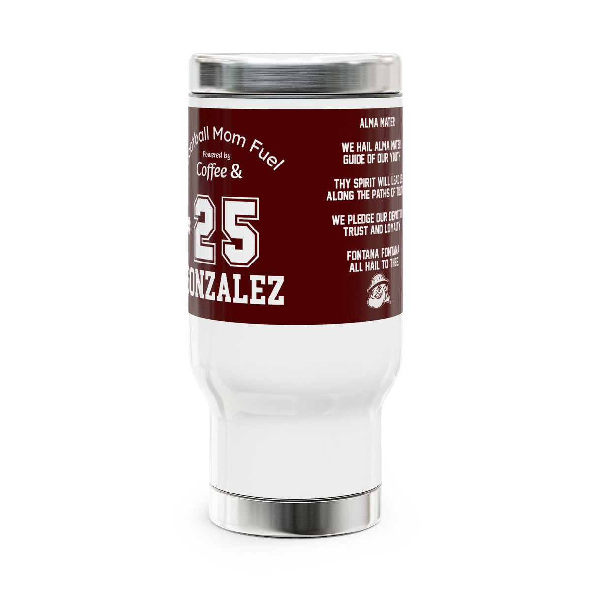 Personalized Football Mom Fuel Travel Mug – Custom Player Number & Last Name | 14 oz