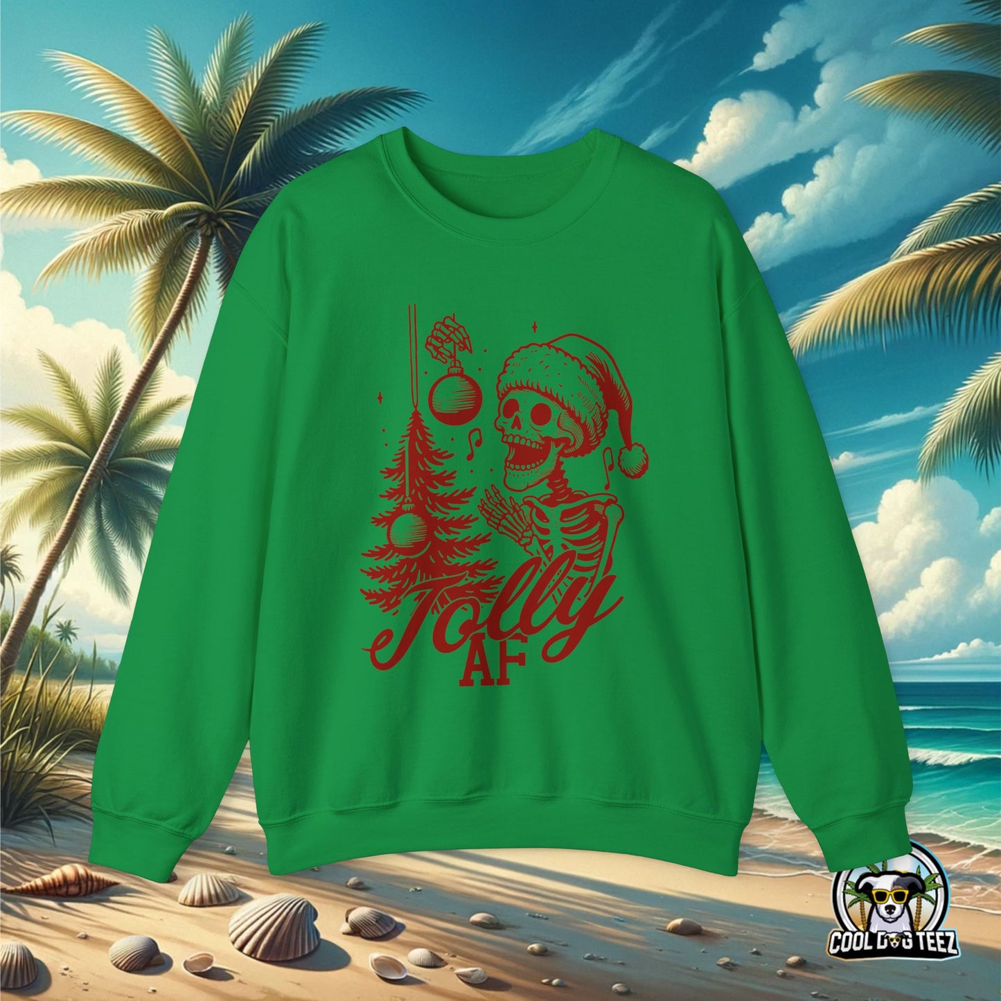 Jolly AF Crewneck Sweatshirt (Red) - Cool Dog Teez LLC