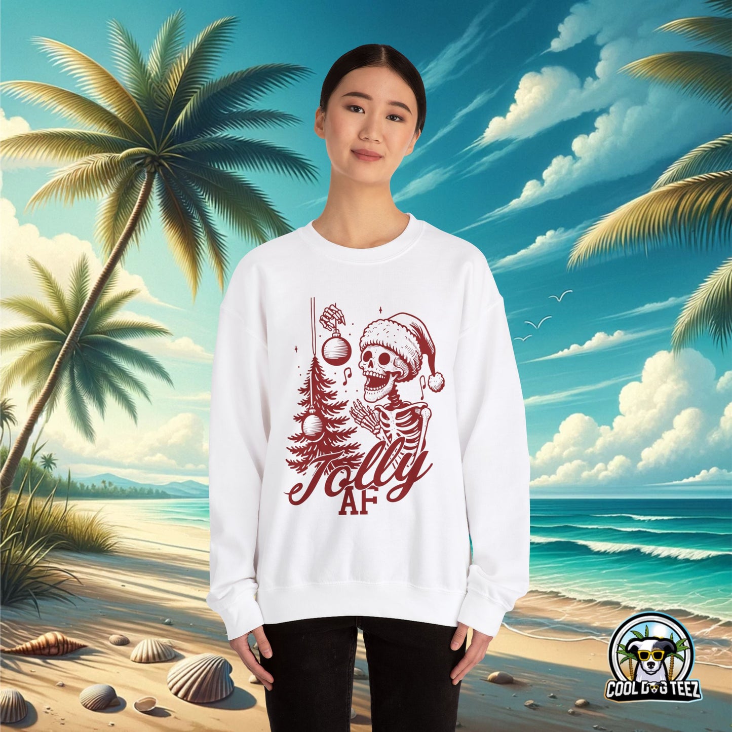 Jolly AF Crewneck Sweatshirt (Red) - Cool Dog Teez LLC