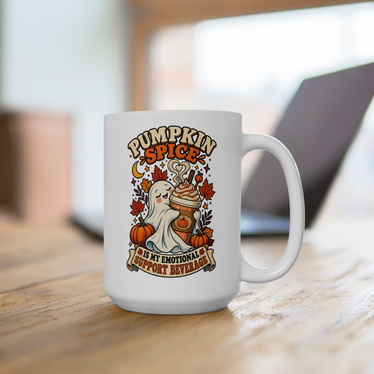 Pumpkin Spice Is My Emotional Support Beverage Mug (11oz, 15oz) - Cool Dog Teez LLC