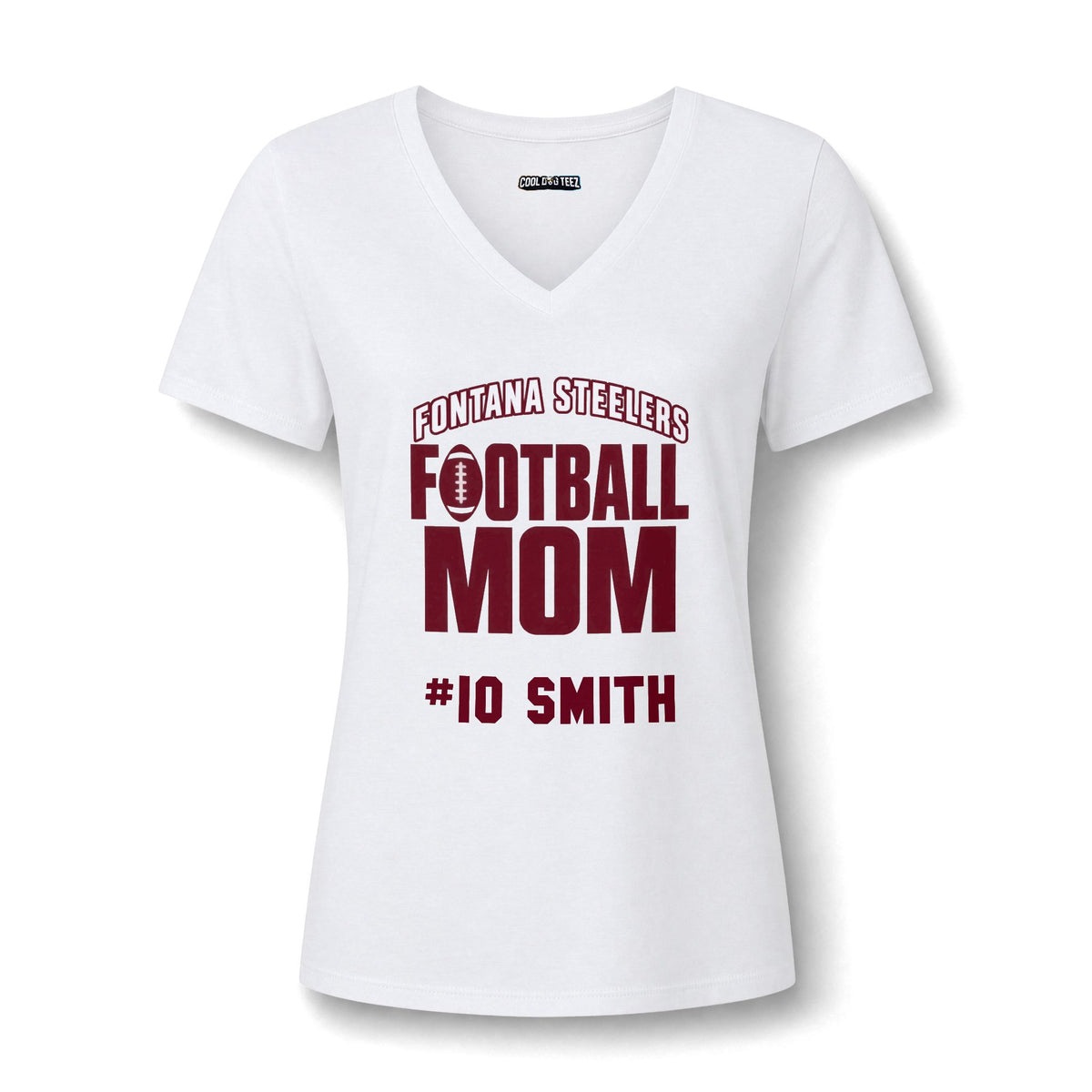 Football Mom Personalized V-Neck Tee – Custom Team, Player Number & Last Name - Cool Dog Teez LLC