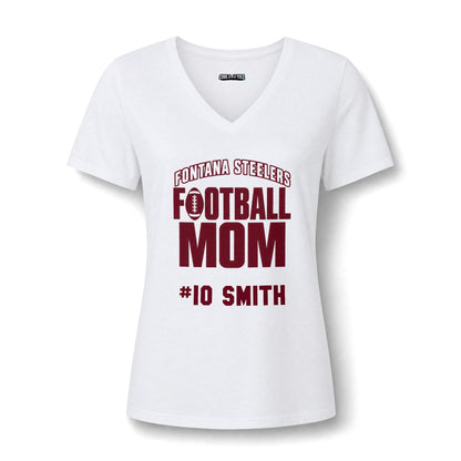 Football Mom Personalized V-Neck Tee – Custom Team, Player Number & Last Name - Cool Dog Teez LLC