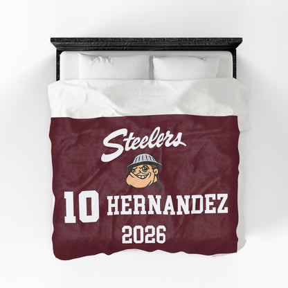 FOHI Steelers Personalized Player Velveteen Blanket – Custom Number, Last Name & Season Year