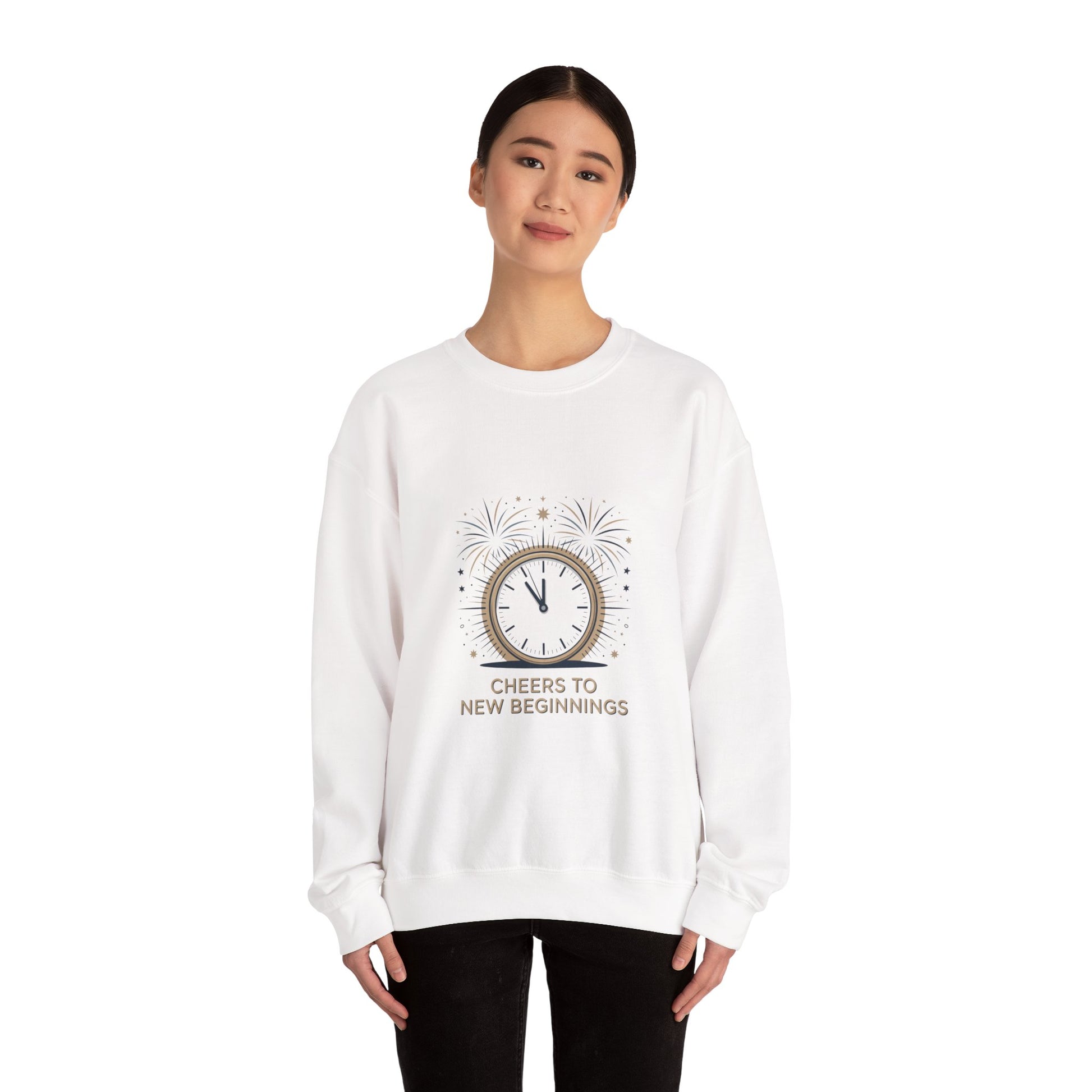Cheers to New Beginnings Crewneck Sweatshirt | 2026 goals, new year motivation - Cool Dog Teez LLC