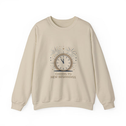 Cheers to New Beginnings Crewneck Sweatshirt | 2026 goals, new year motivation - Cool Dog Teez LLC