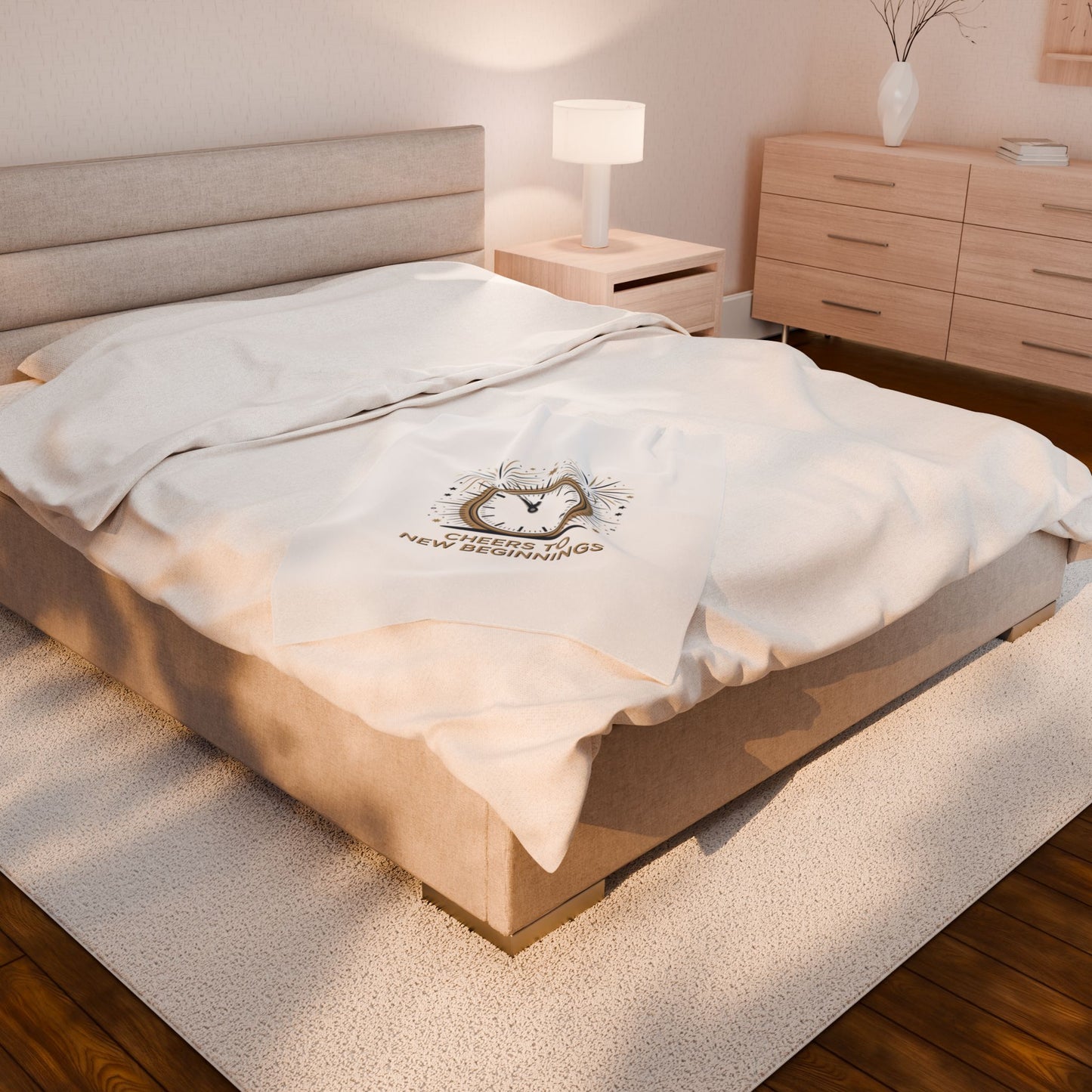 Cheers to New Beginnings Velveteen Plush Blanket | 2026 goals, new year motivation - Cool Dog Teez LLC