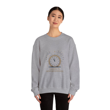 Cheers to New Beginnings Crewneck Sweatshirt | 2026 goals, new year motivation - Cool Dog Teez LLC