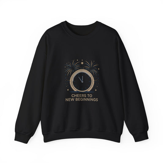 Cheers to New Beginnings Crewneck Sweatshirt | 2026 goals, new year motivation - Cool Dog Teez LLC
