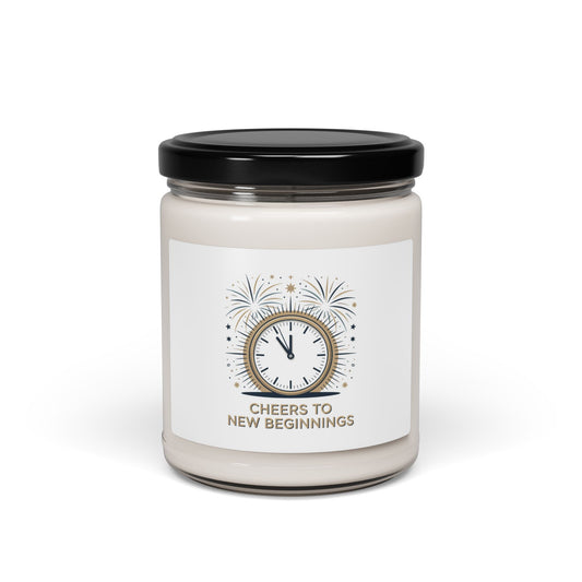 Cheers to New Beginnings Soy Candle, 2026 Goals | New Year Motivation - Cool Dog Teez LLC