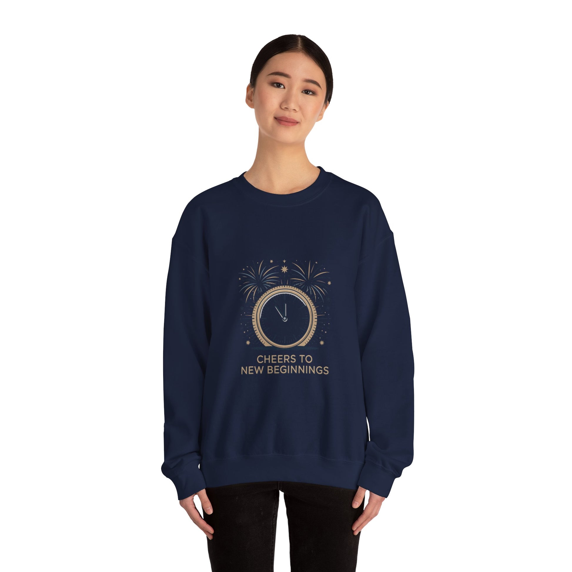 Cheers to New Beginnings Crewneck Sweatshirt | 2026 goals, new year motivation - Cool Dog Teez LLC