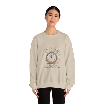 Cheers to New Beginnings Crewneck Sweatshirt | 2026 goals, new year motivation - Cool Dog Teez LLC