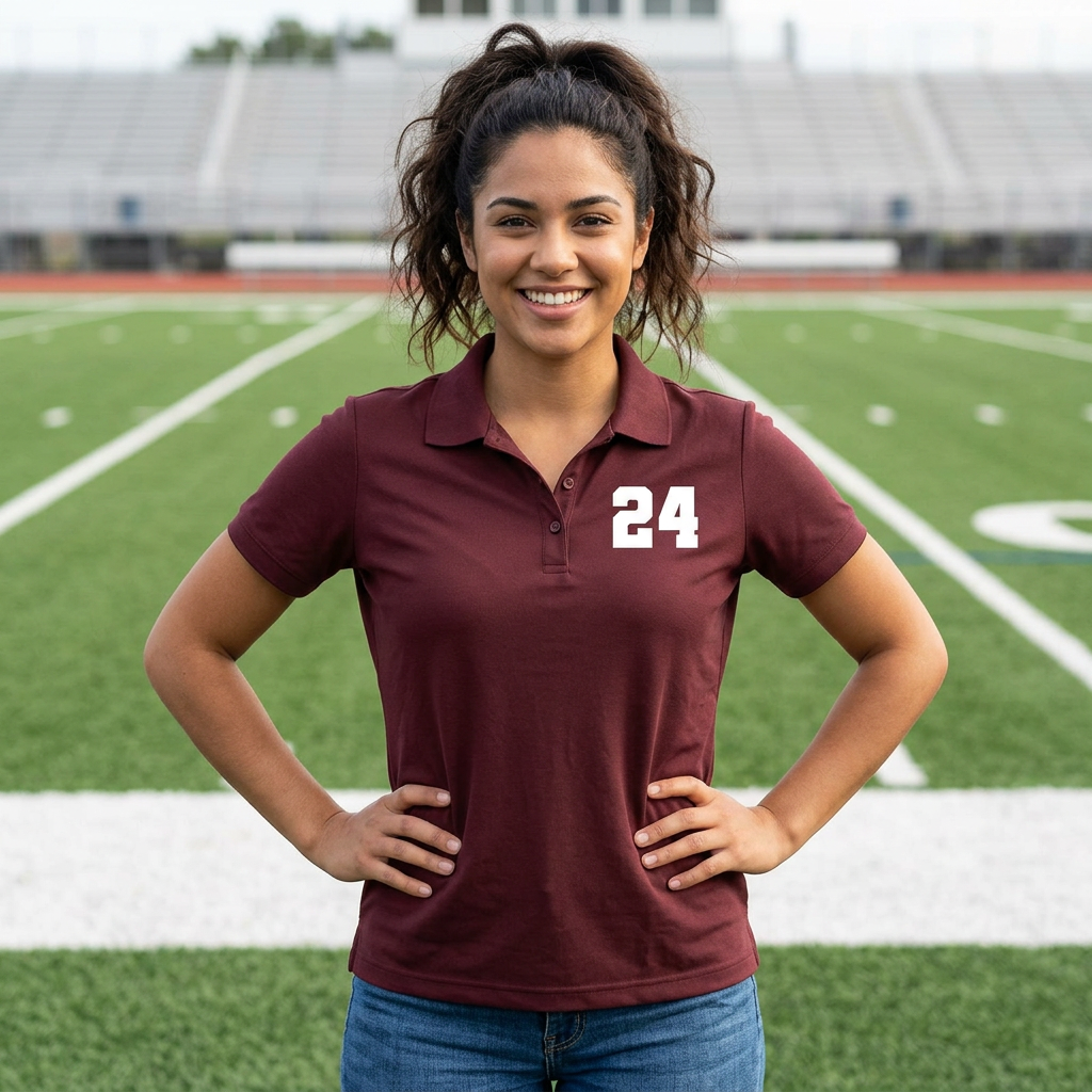 Women’s Maroon Club Polo Shirt — Personalized Name and Number