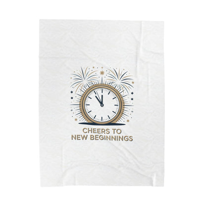 Cheers to New Beginnings Velveteen Plush Blanket | 2026 goals, new year motivation - Cool Dog Teez LLC