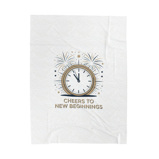Cheers to New Beginnings Velveteen Plush Blanket | 2026 goals, new year motivation - Cool Dog Teez LLC