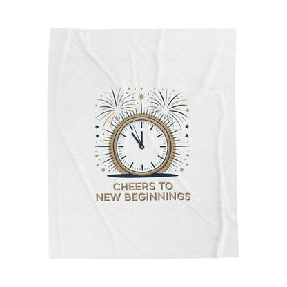 Cheers to New Beginnings Velveteen Plush Blanket | 2026 goals, new year motivation - Cool Dog Teez LLC