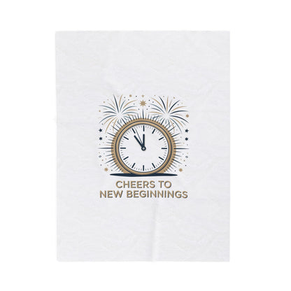 Cheers to New Beginnings Velveteen Plush Blanket | 2026 goals, new year motivation - Cool Dog Teez LLC