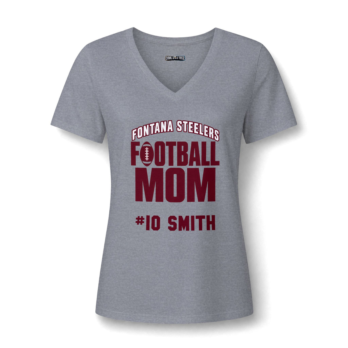Football Mom Personalized V-Neck Tee – Custom Team, Player Number & Last Name - Cool Dog Teez LLC