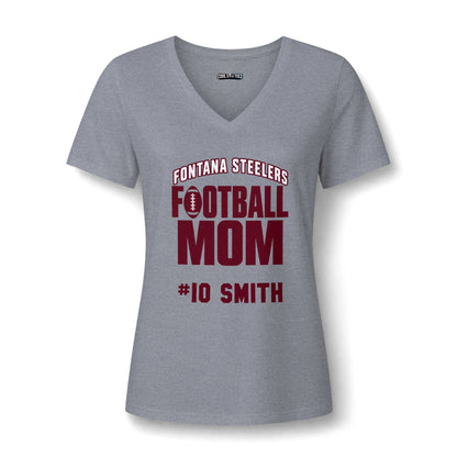 Football Mom Personalized V-Neck Tee – Custom Team, Player Number & Last Name - Cool Dog Teez LLC