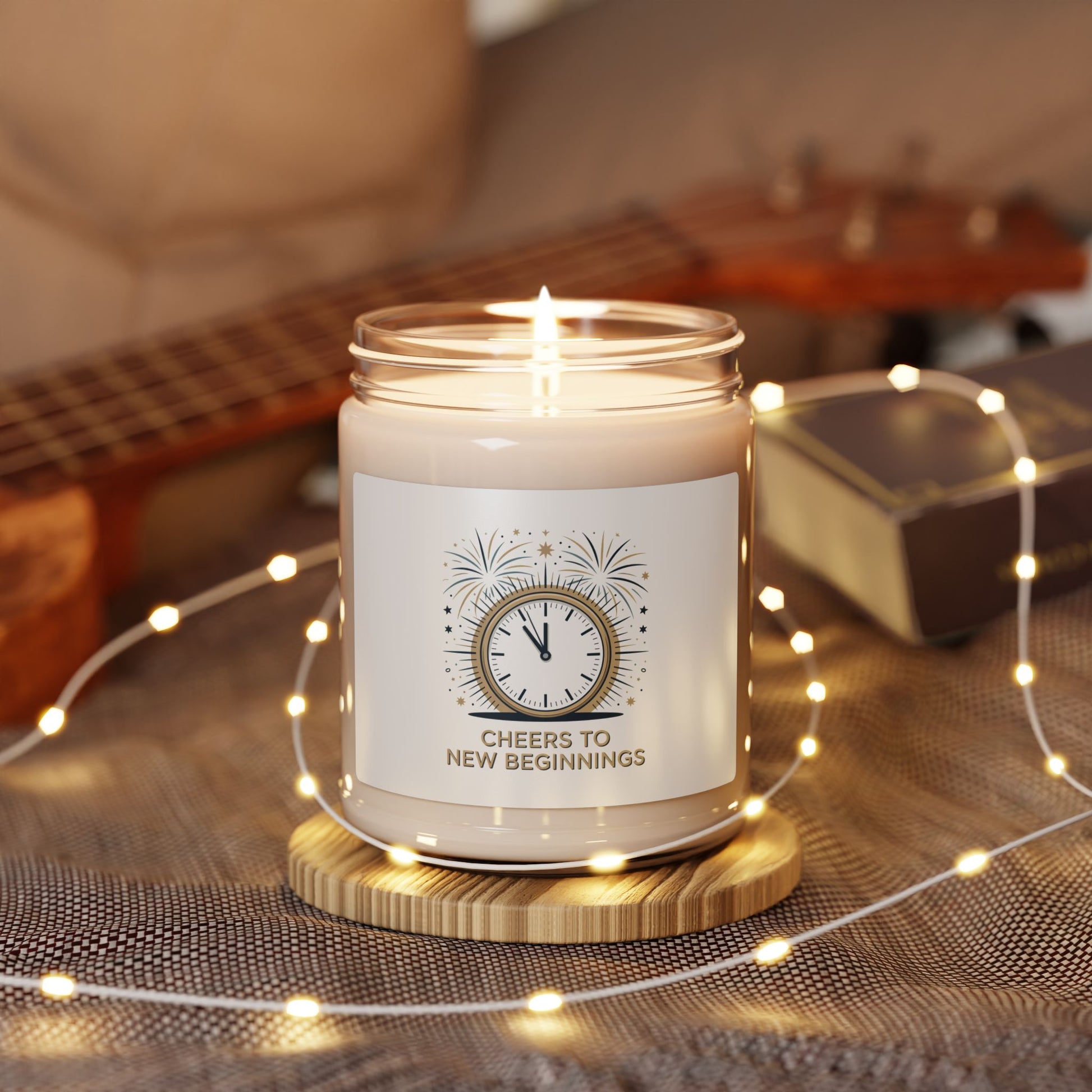 Cheers to New Beginnings Soy Candle, 2026 Goals | New Year Motivation - Cool Dog Teez LLC