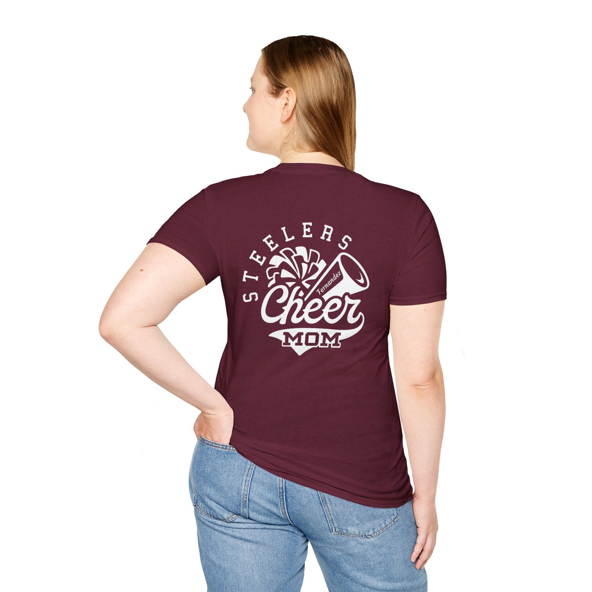 FOHI Steelers Cheer Mom Personalized T-Shirt – Custom Name on Back