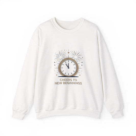 Cheers to New Beginnings Crewneck Sweatshirt | 2026 goals, new year motivation - Cool Dog Teez LLC