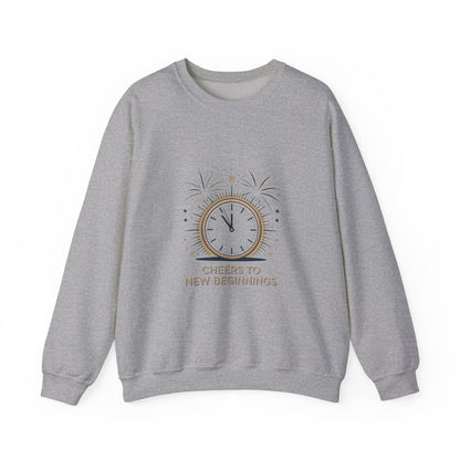 Cheers to New Beginnings Crewneck Sweatshirt | 2026 goals, new year motivation - Cool Dog Teez LLC
