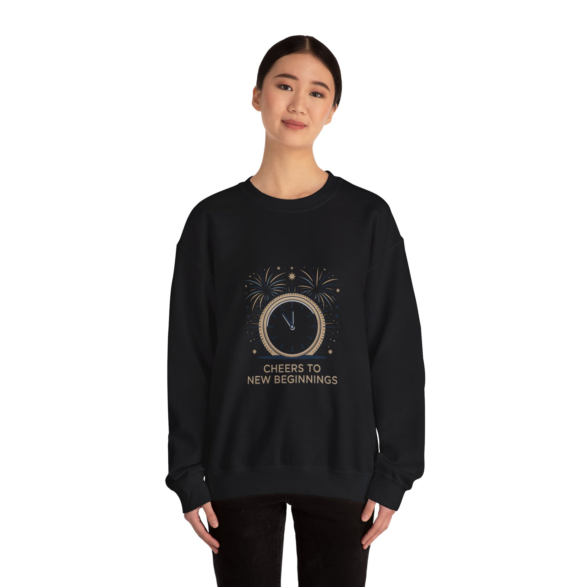 Cheers to New Beginnings Crewneck Sweatshirt | 2026 goals, new year motivation - Cool Dog Teez LLC