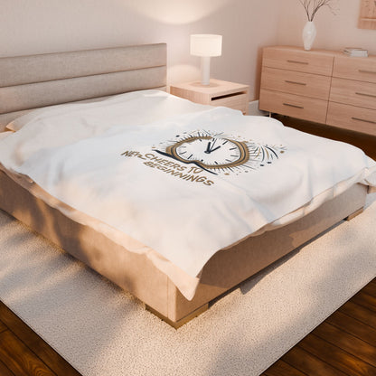 Cheers to New Beginnings Velveteen Plush Blanket | 2026 goals, new year motivation - Cool Dog Teez LLC